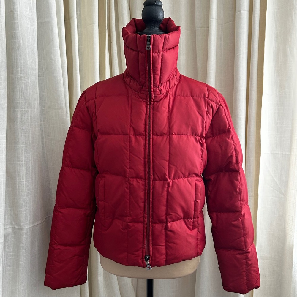 GUESS Red Funnel Neck Puffer Jacket Womens Small‎ Down Feather Winter Coat